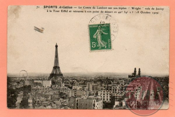 dept 75 - 71 - PARIS - Sports Aviation - Le Comte de Lambert sur son biplan ''Wright'' ...