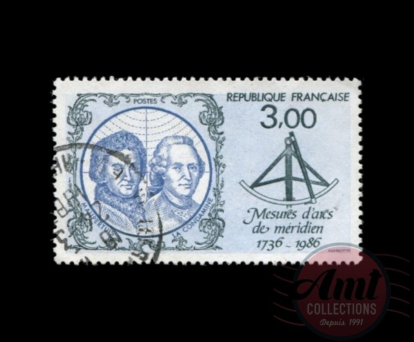1986 - 3f - 250ème anniversaire des mesures d'arcsde méridien par Maupertuis, en Laponie. Emission conjointe franco-finnoise - France Oblitéré