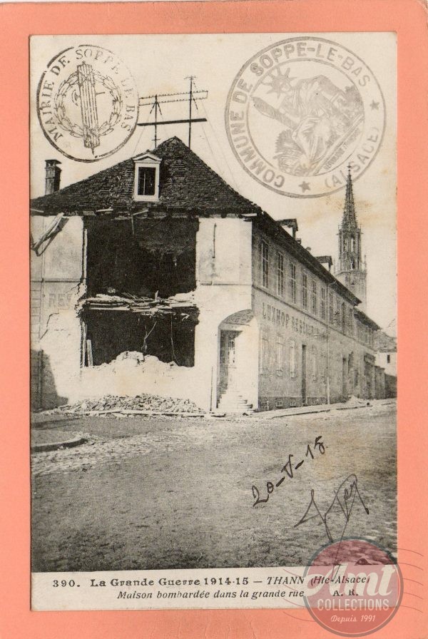 dept 68 - 390 - THANN - La Grande Guerre 1914-15 - Maison bombardée dans la grande rue