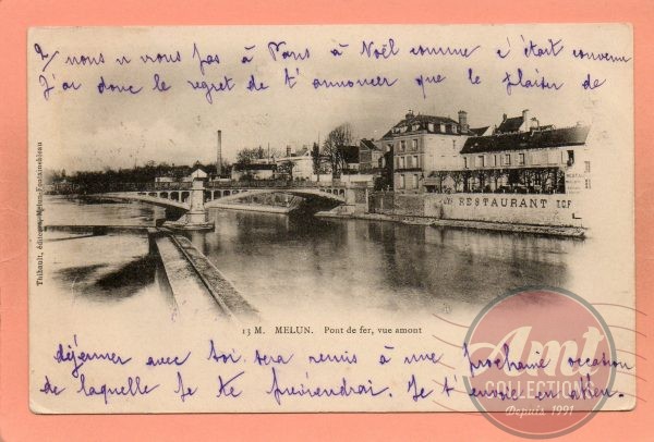 dept 77 - 13 M - MELUN - Pont de fer, vue amont