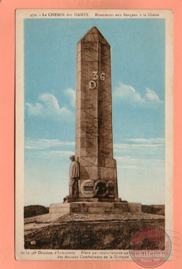 dept 02 - 450 - (2) - Le CHEMIN-DES-DAMES - Monument aux Basques à la Gloire de la 36e Division d'Infanterie ...