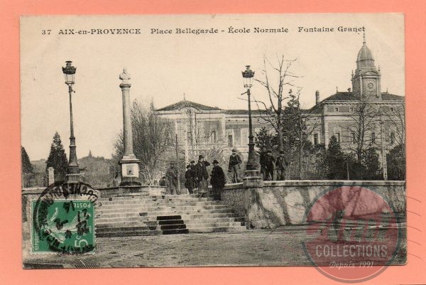 dept 13 - 37 - AIX-en-PROVENCE - Place Bellegarde - Ecole Normale - Fontaine Granet