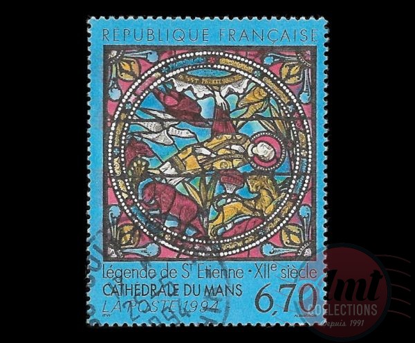 1994 - 6f.70 - Série artistique. Vitrail roman de la cathédrale du Mans - France Oblitéré