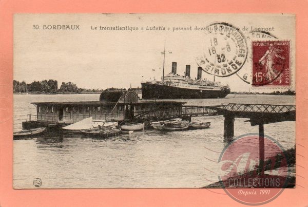 dept 33 - 30 - BORDEAUX - Le transatlantique ''Lutetia'' passant devant le Ponton de Lormont